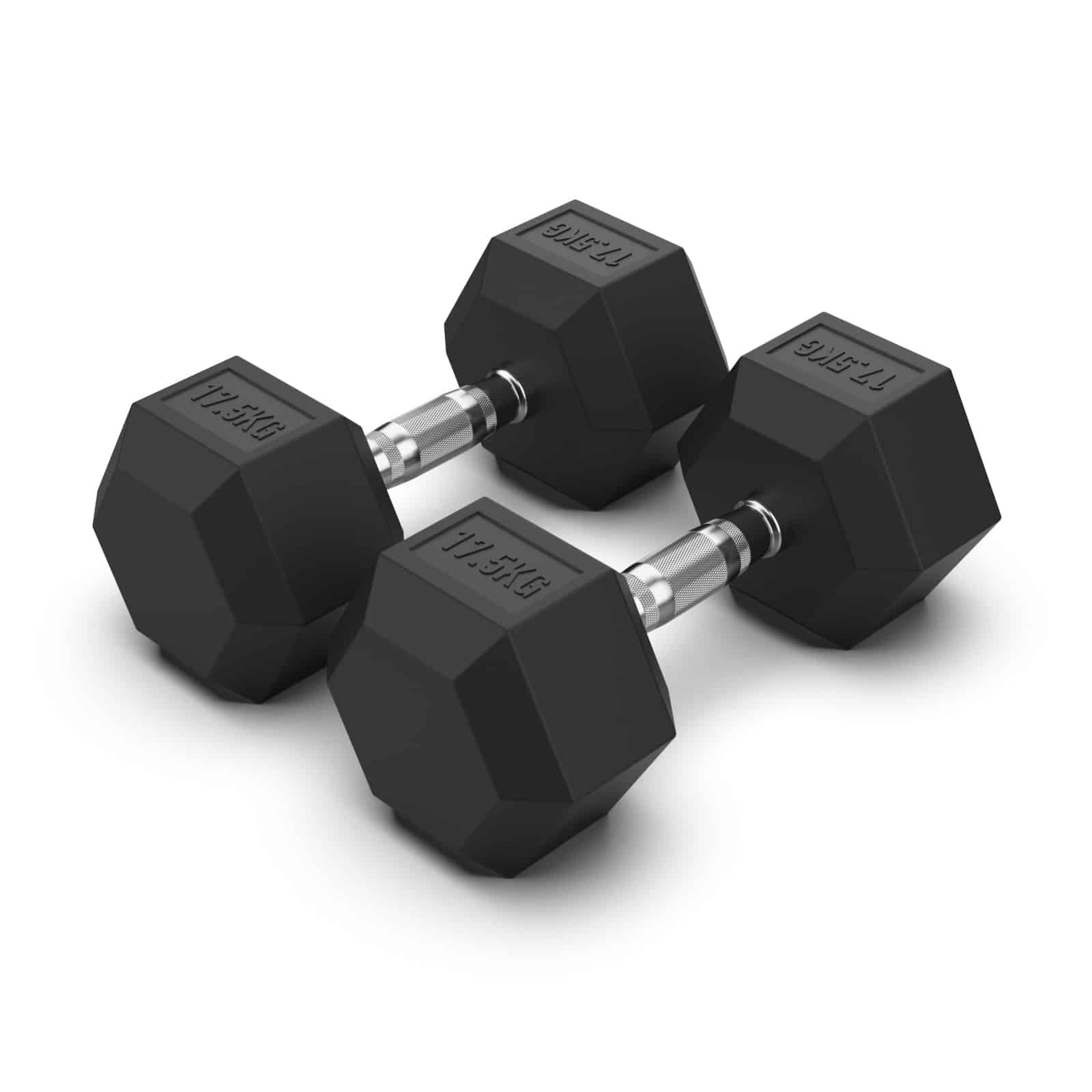 17.5KG Rubber Hex Dumbbell Pair