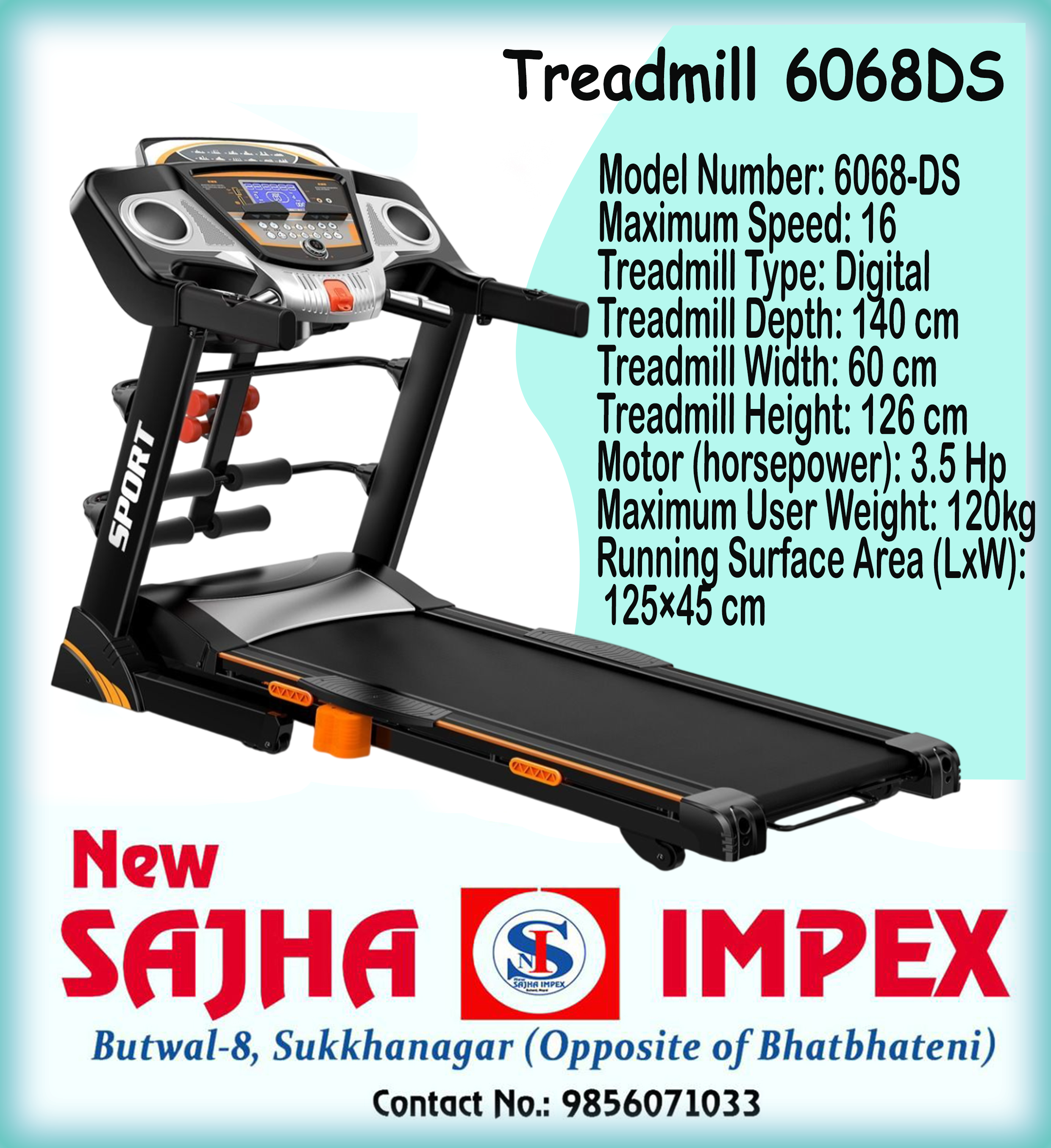 6068-Ds Slimming And Fitness Treadmill, Black
