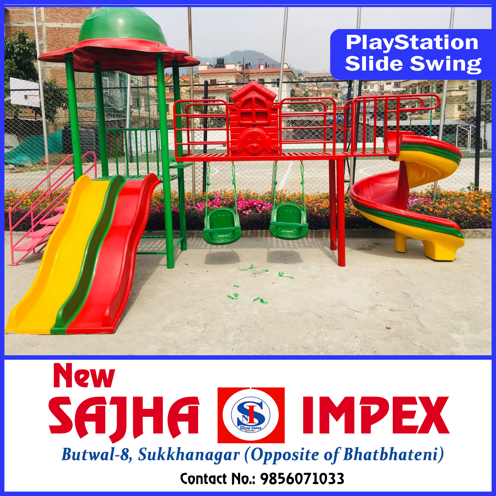 PLAY STATION WITH SLIDE AND SWING