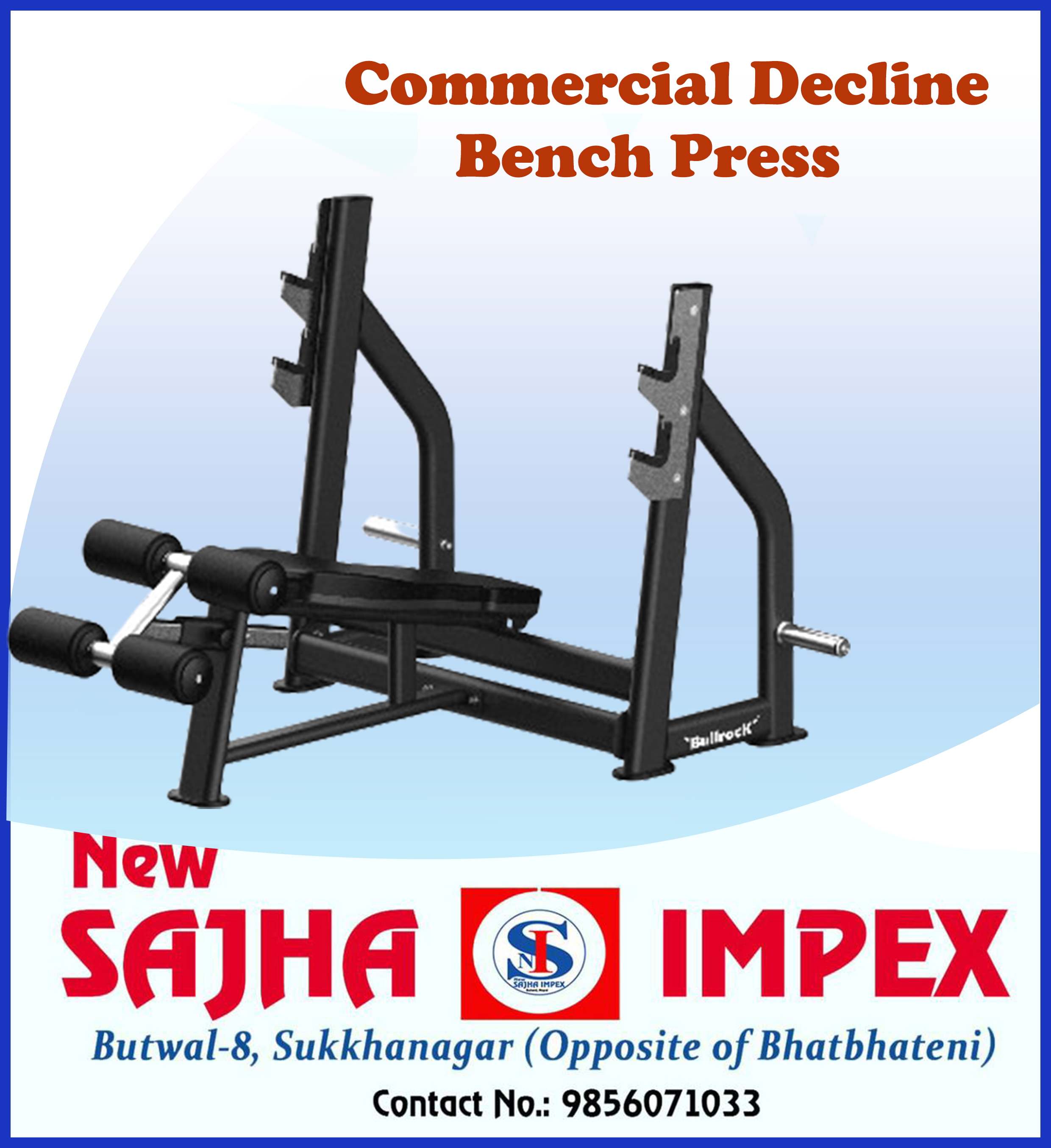 COMMERCIAL FITNESS OLYMPIC DECLINE BENCH PRESS - Buy in Nepal at Sajha Impex